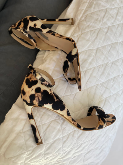 Leopard silk sandals