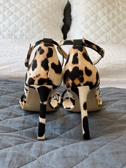 Leopard silk sandals