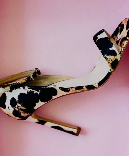 Leopard silk sandals